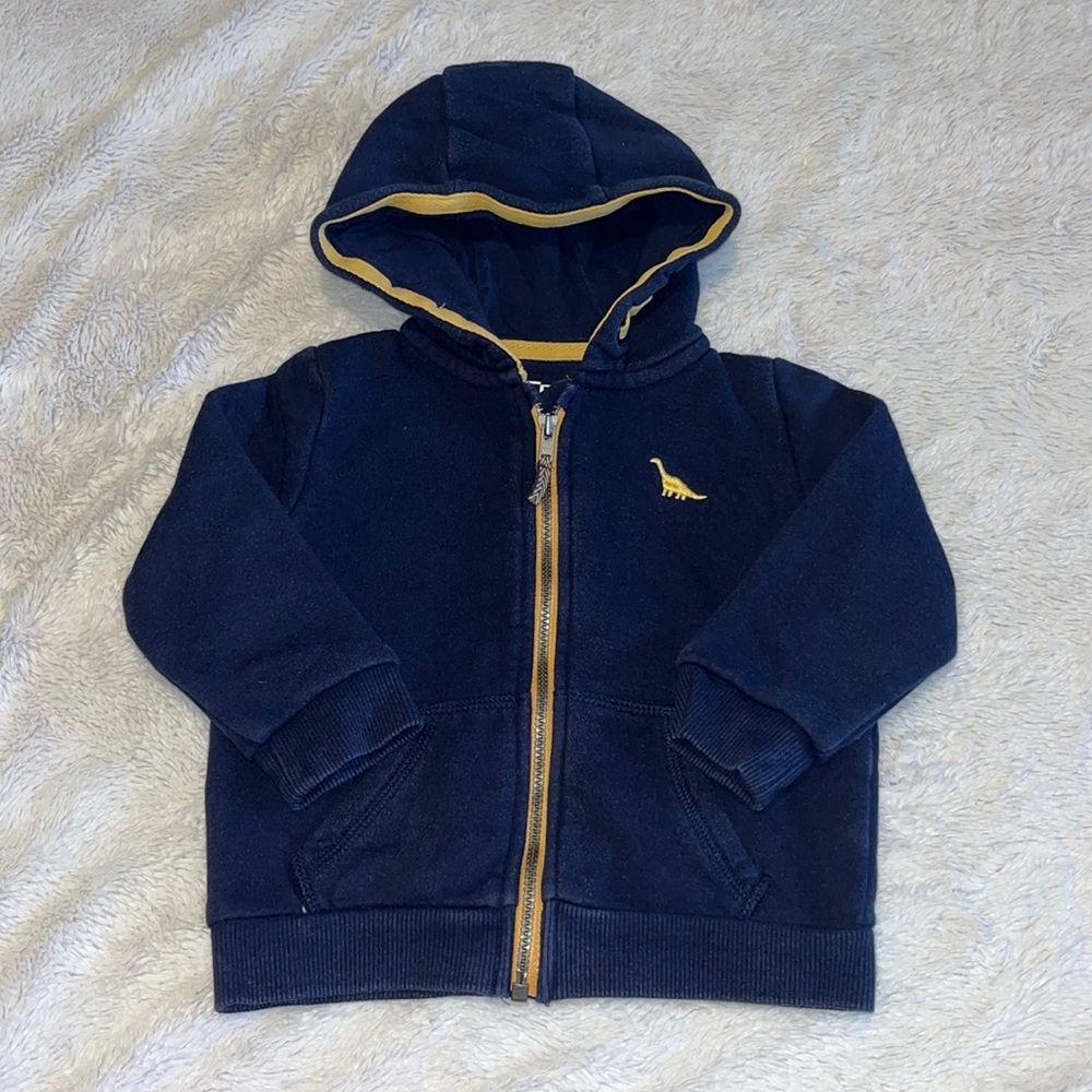 Fred&flo blue full zip sweatshirt hoodie organic cotton 9-12 months